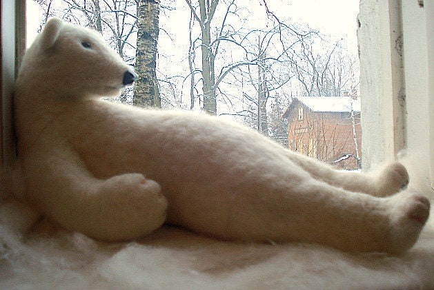 Handmade needle felted wool bear