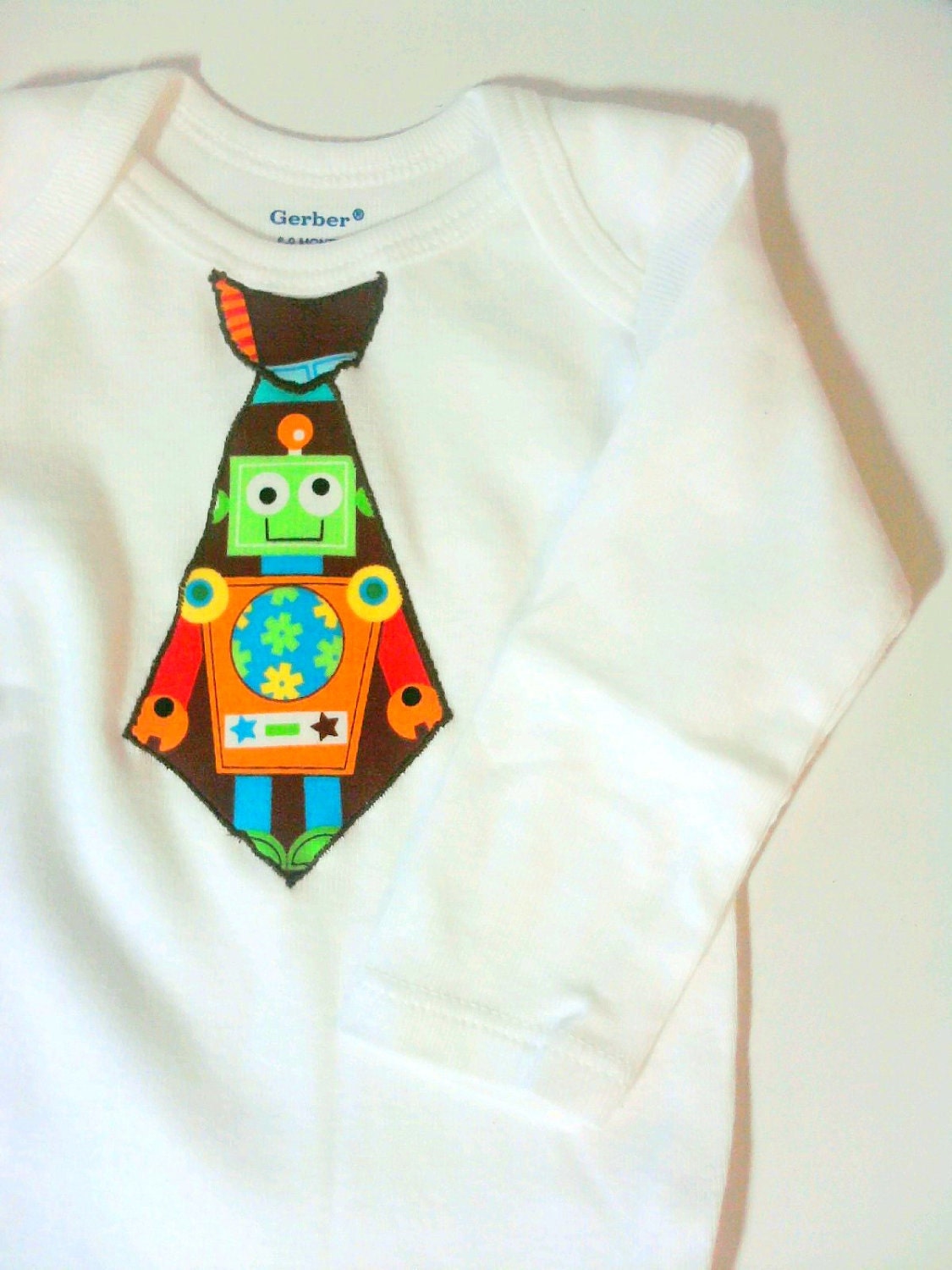 Baby Boy Robot Tie Long Sleeve Onesie