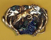 Vintage Jumping Deer Belt Buckle - 1982
