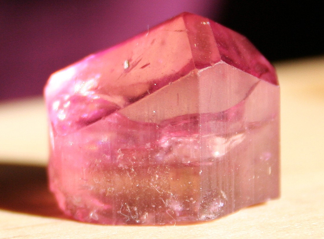 Red Russian Rubelite Pink Tourmaline Crystal from Malkan with RARE Trigonal Termination