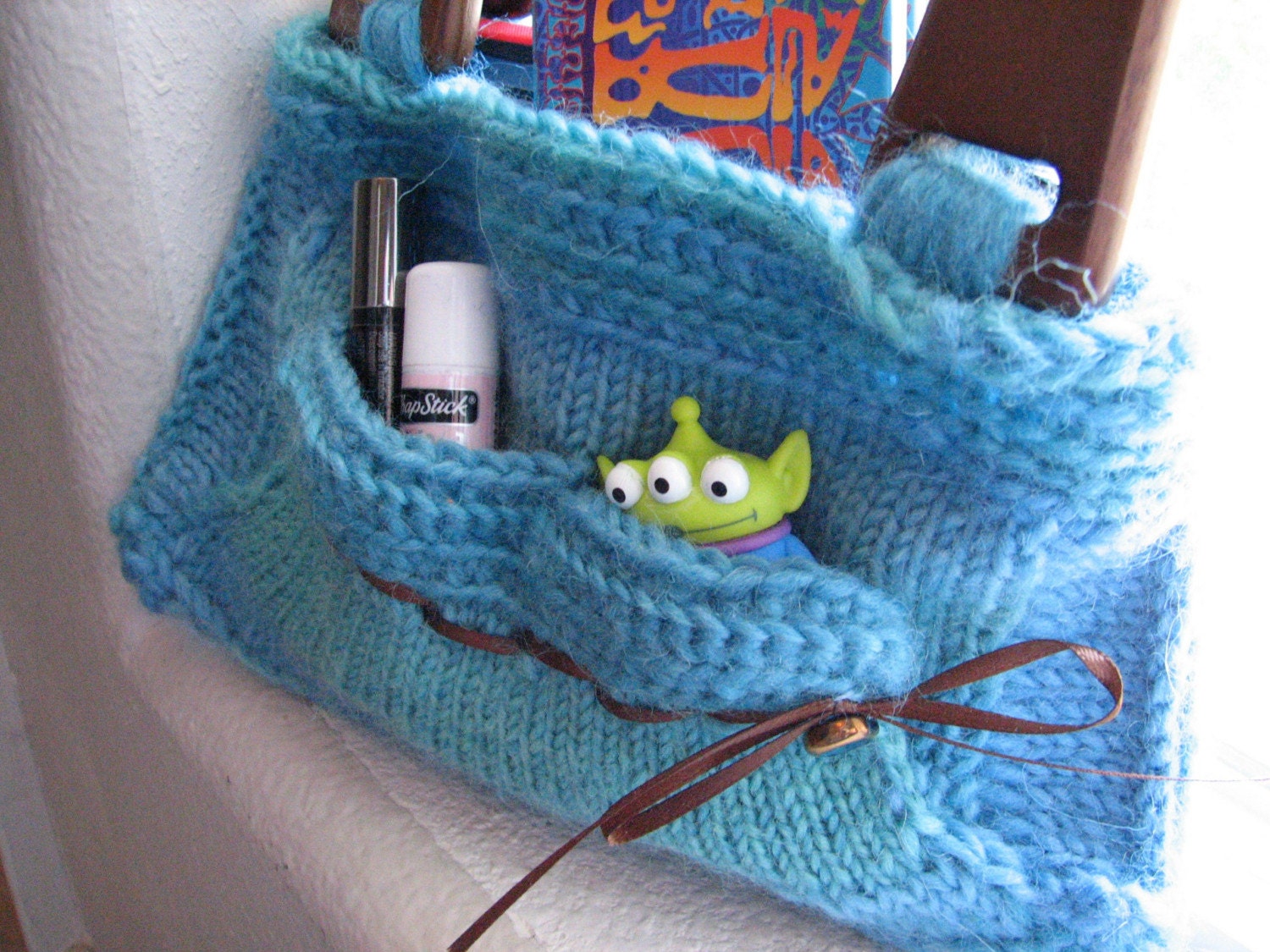 Handknit Sky Blue Purse
