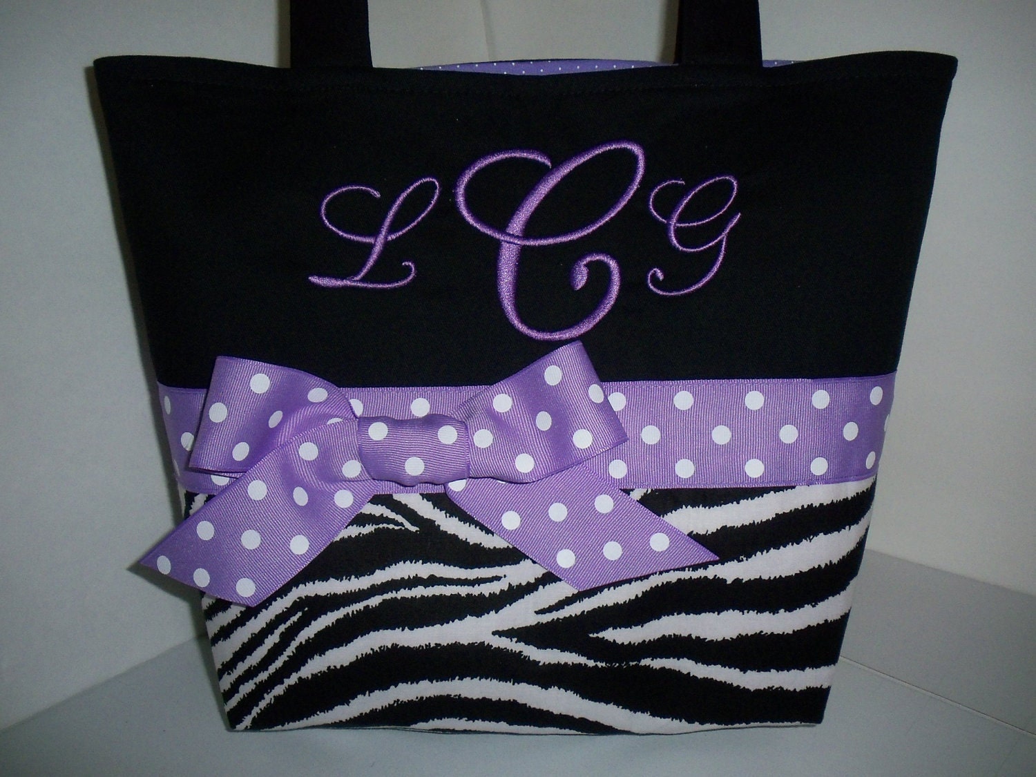 Zebra Fabric Handbag Purse Tote / Personalized