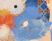 Little Chirpy Guy--11x14 Mixed Media Art Print