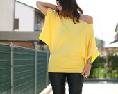 Yellow  Womens Kimono Off Shoulder Top  Size S M L XL