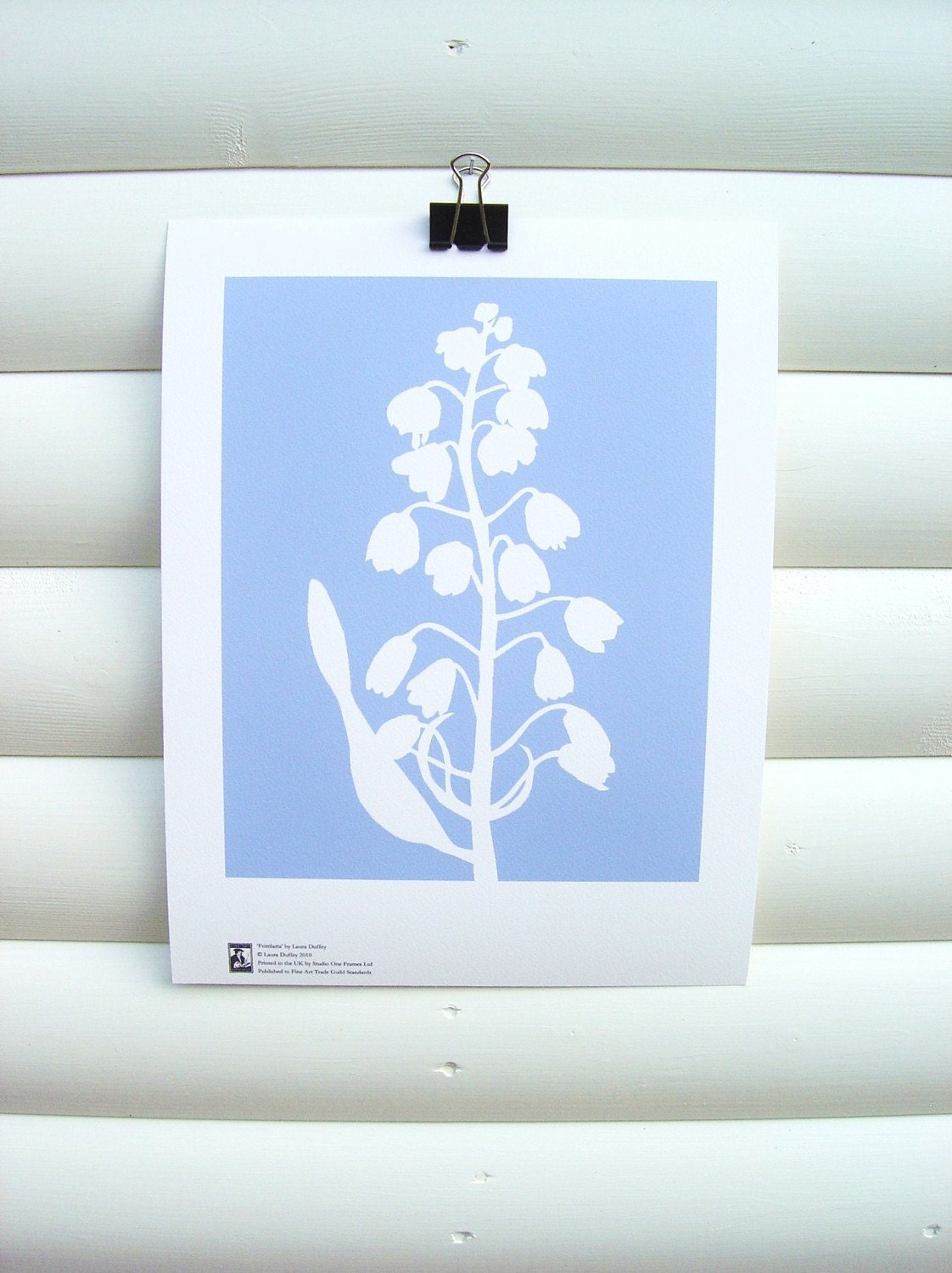 Nature Art Print 10x8 - Soft Blue Fritillary - Modern Botanical Garden Wild Flower Nature Meadow Floral Pretty Pastel Paper Cut Design