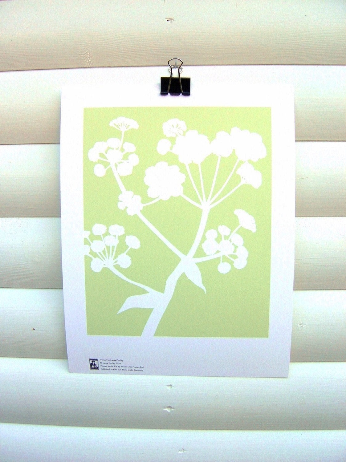Botanical Art Print Green Meadow Ferula - 10x8 Modern Nature Floral Pretty Papercut Design
