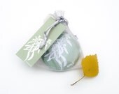 Pocket Mirror - Olive Green Acacia Botanical Papercut Design
