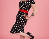 Polka Dot wiggle dress, handmade, made to measure, any size