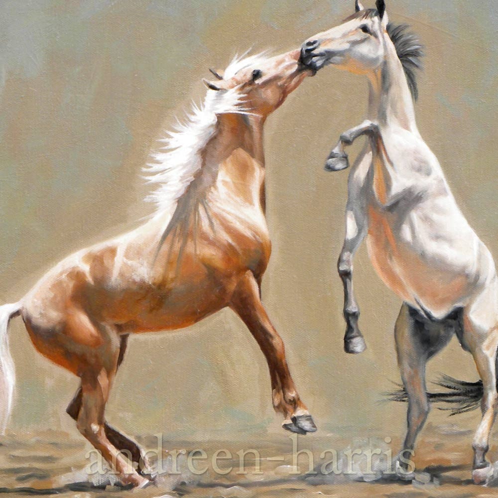 Two Horses Rearing Print 8 x 10