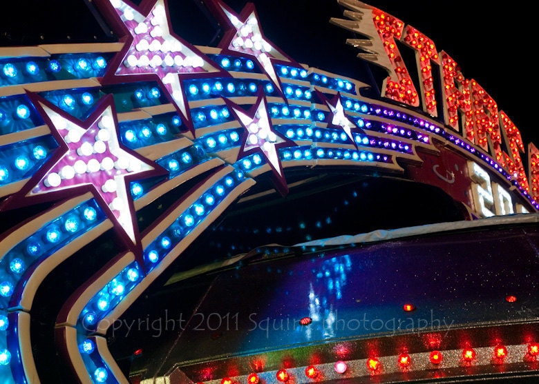 Carnival Ride - Amusement Park Color Photo - The Starship - Stars and Stripes - State Fair - 5 x 7 Photo - Fine Art Photography