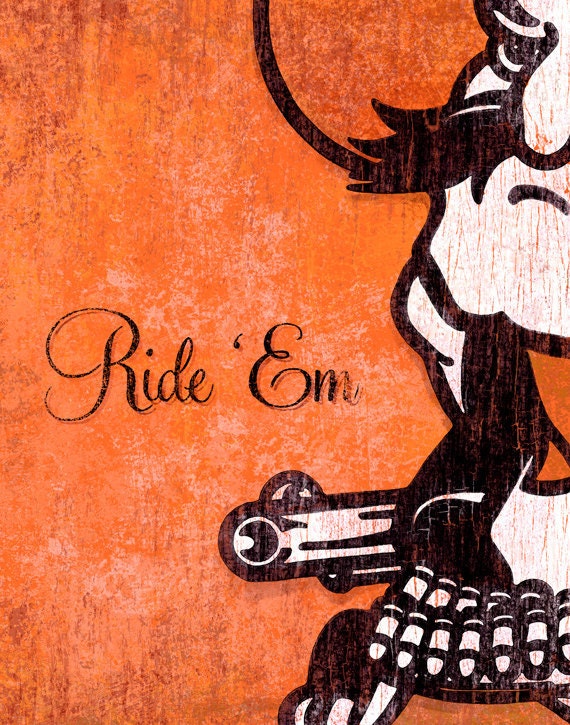 Ride 'Em Okstate Pistol Pete poster - High Quality Art Print