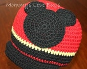 Mickey Mouse inspired Crochet Brim Hat - 5 Year to Adult Sizes