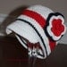 Red White and Blue Crochet Brim Hat with Removable Flower Hair Clip - Newborn through 4T Sizes Avail