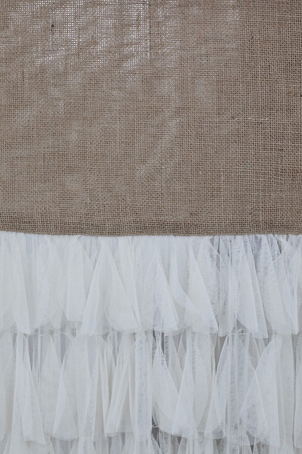 Ivory Petals and Burlap Tablecloth - Vintage Weddings