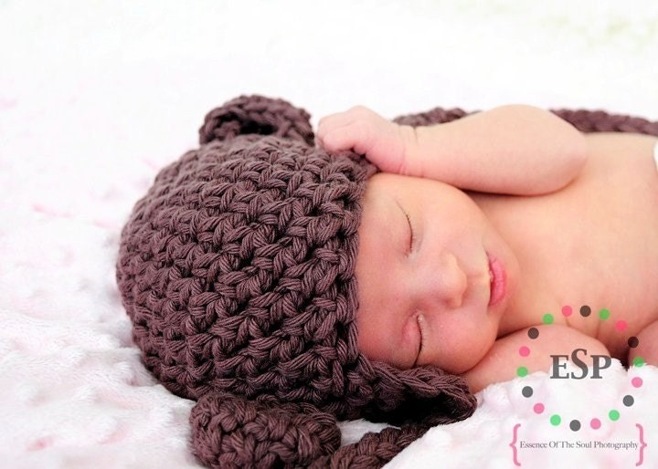Newborn Baby Hats - chocolate brown