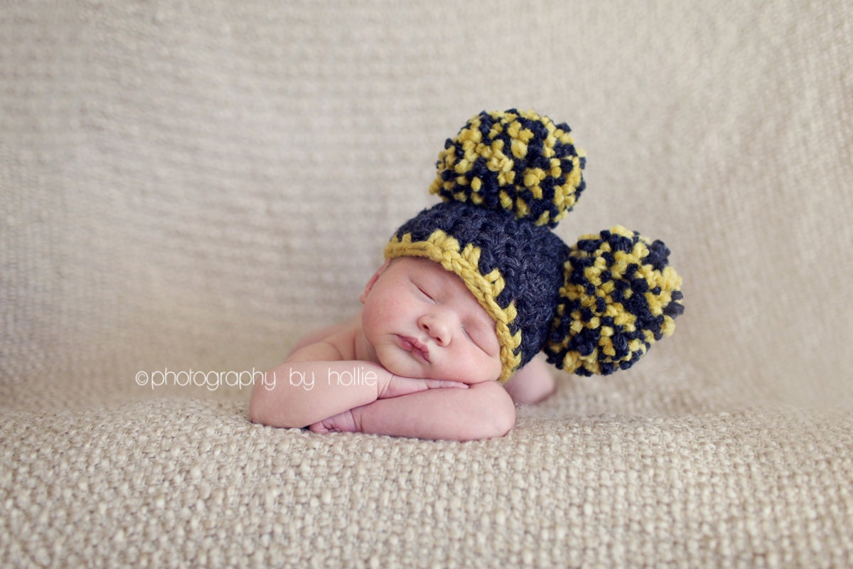Baby Boy Hats- citron yellow and charcoal gray