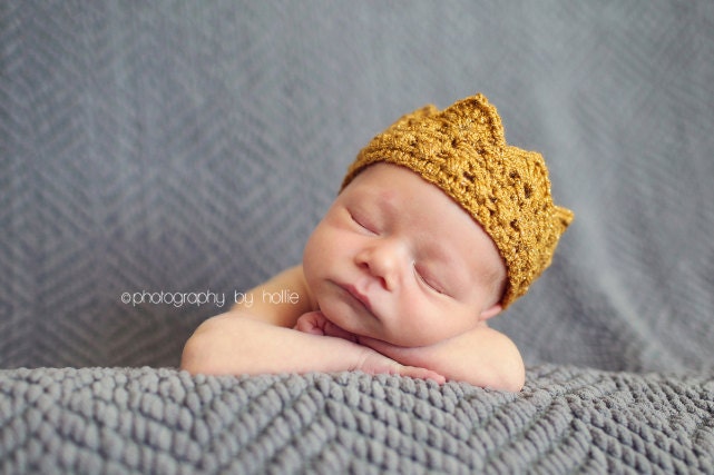Baby Crown Crochet Crown Gold Crown Prince Crown Princess Crown Newborn Crown Mini Crown Newborn Photography Prop Photo Prop
