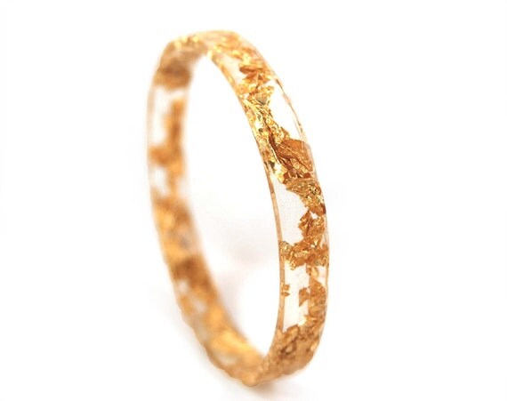 Resin Bracelet Bangle with Embedded 24k Gold Leaf