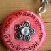 Teacher pendant... thank you for helping me grow...coral red shell bead pendant