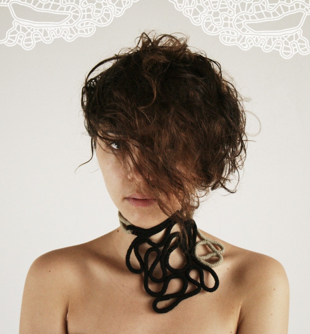 SALE - Inherent Labyrinth -crochet necklace -ooak