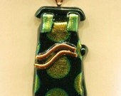 SPOTS AND SWIRLS..Dichroic and copper pendant