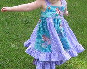 Little Mermaid Ariel Knot Dress and Ruffle Capris Toddler Girls Custom Boutique Available in Sizes 1/2, 1, 2, 3, 4, 5, 6