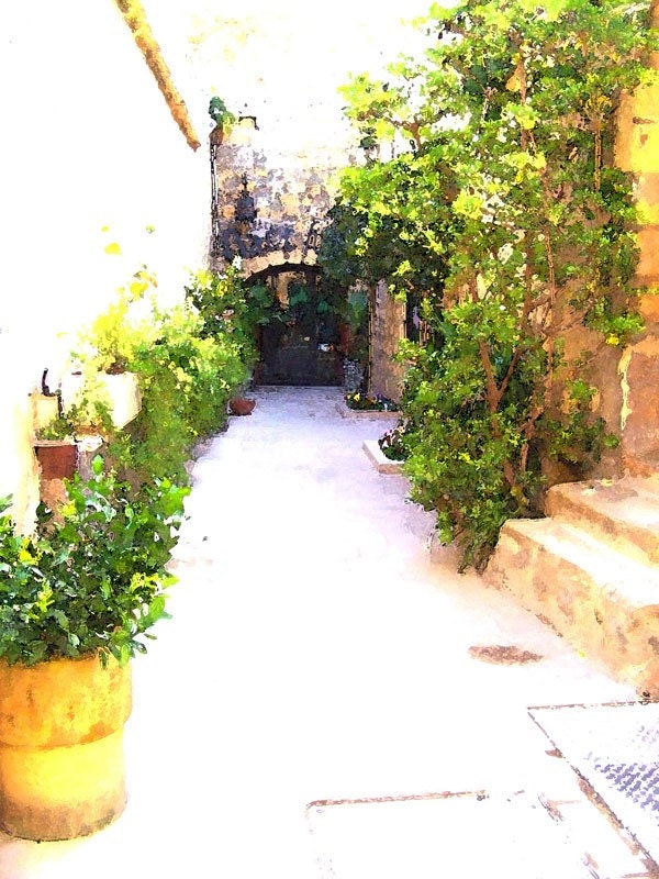Flower filled alleyway, Malta