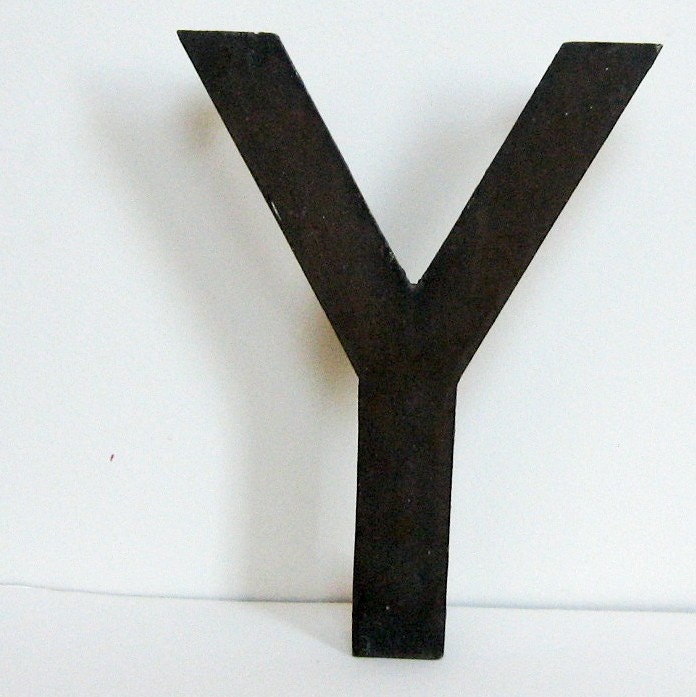 Pre 50s 8 inch Bronze Brass Letter Y Building Signage. Heavy