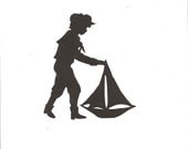 Summer boy with boat Silhouette