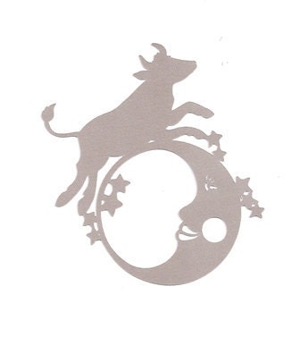 Cow jumping over the moon silhouette with stars