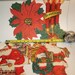 Vintage Christmas cut outs Santa, poinsetia, Christmas bell,