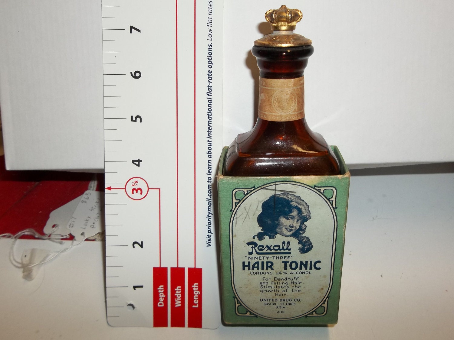 Vintage Rexall Hair Tonic bottle barber by bullseyecollectibles