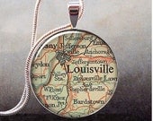 Louisville, Kentucky map pendant, Louisville map necklace, Louisville map jewelry resin pendant