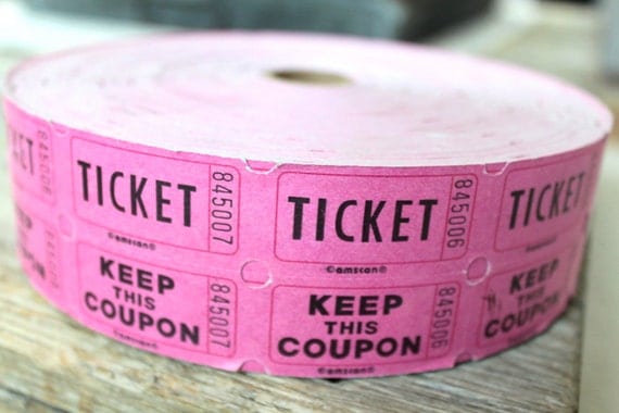 Vintage Hot Pink Carnival Tickets, Set of 25