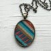 Colorful Stripes Tribal Necklace, Modern, Triangles, Fabric Jewelry, Pink, Teal Blue, Brown - 15% off Cyber Monday Etsy