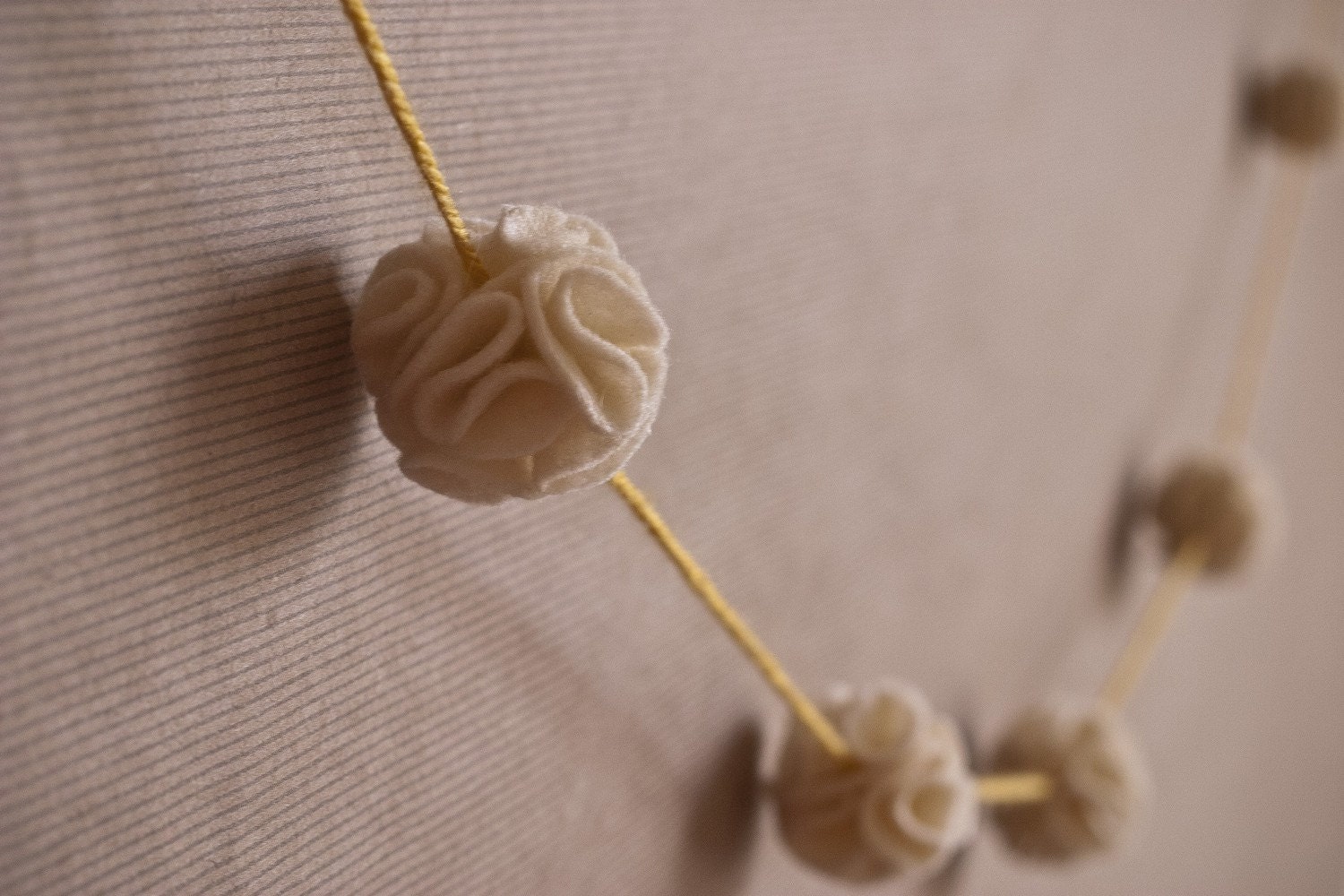 Felt Pom Pom Flowers Garland (Cream and Mustard)