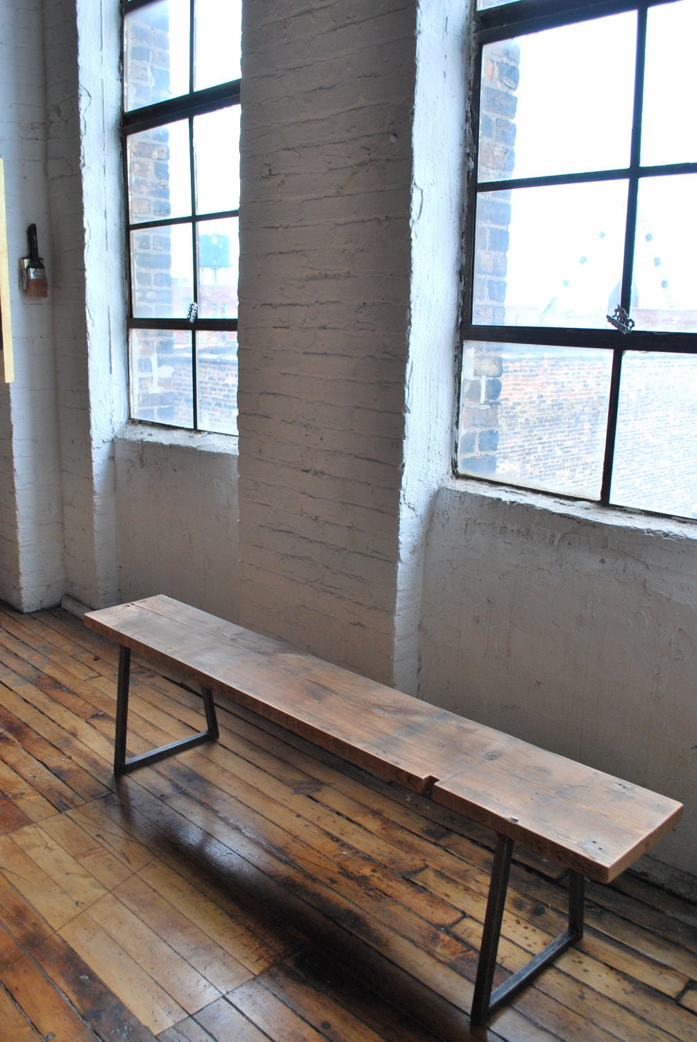 6ft reclaimed wood, industrial modern styled Brooklyn Bench, free shipping - UrbanWoodGoods