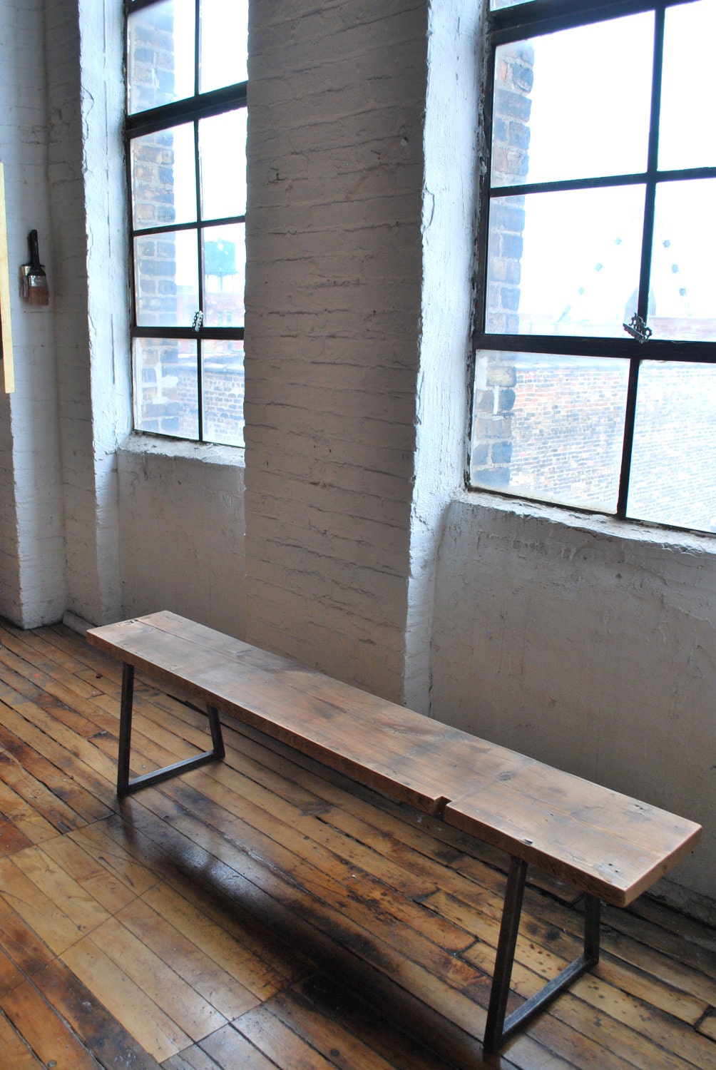 6ft Reclaimed Wood Bench-"Brooklyn" Modern and Industrial (1.65" Standard Top, 6'L x 11.5"w x 18"h)