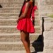 Red backless dress