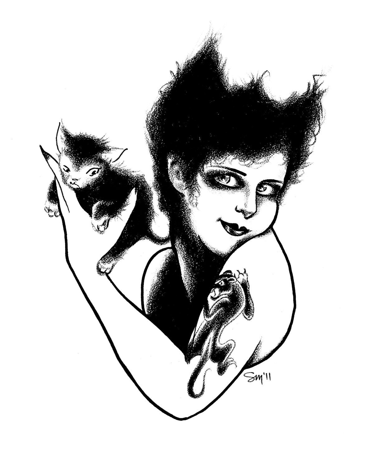 11X14 Tattoo Inspired Black Cats