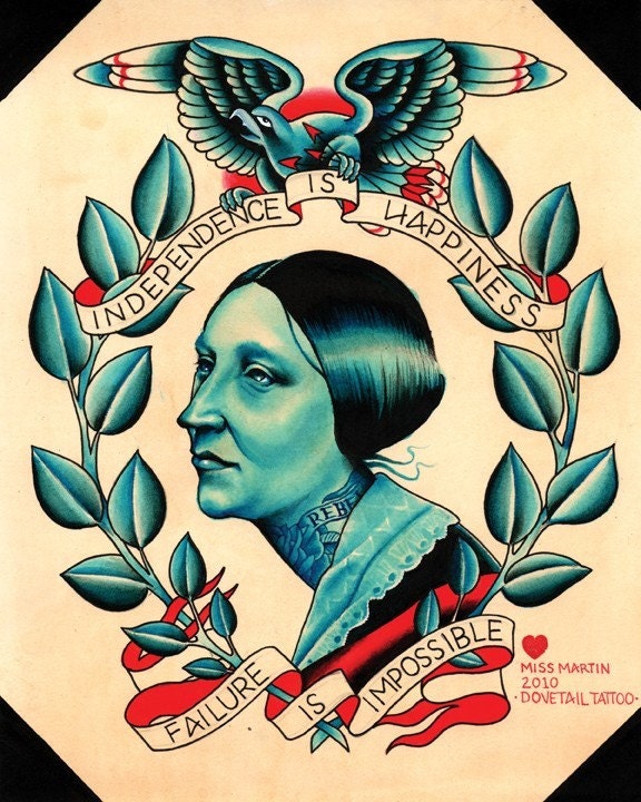 8X10 Tattoo Inspired Susan B. Anthony  Tribute