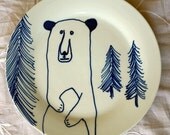 Hand Painted Side Plate - Blue Bear