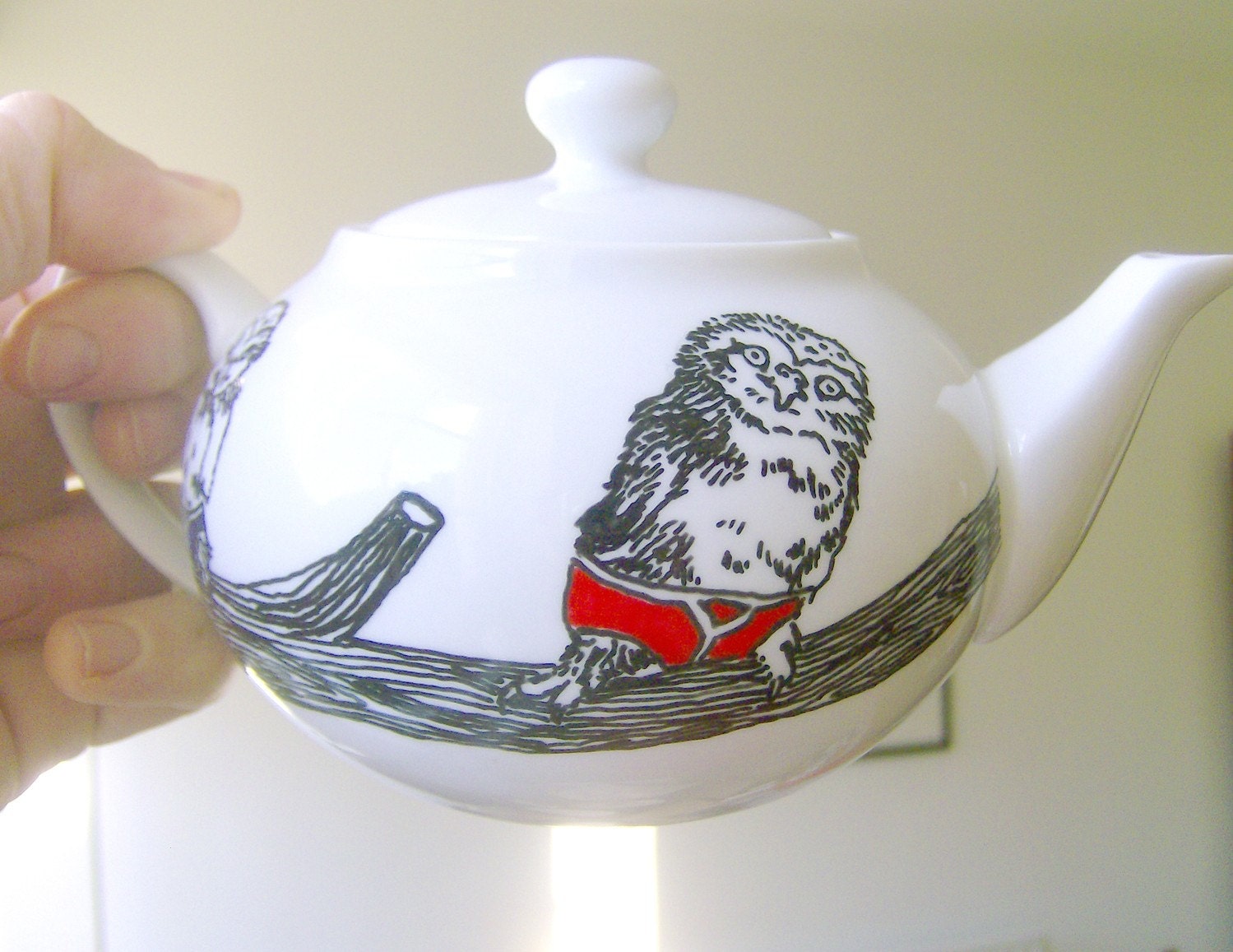 Hand Drawn Teapot - Owls in Pants