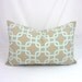 Designer Lumbar Pillow Cover in Gotcha Powder Blue - 12x18 inch (Light Aqua Chain Link on Gray/ Taupe)
