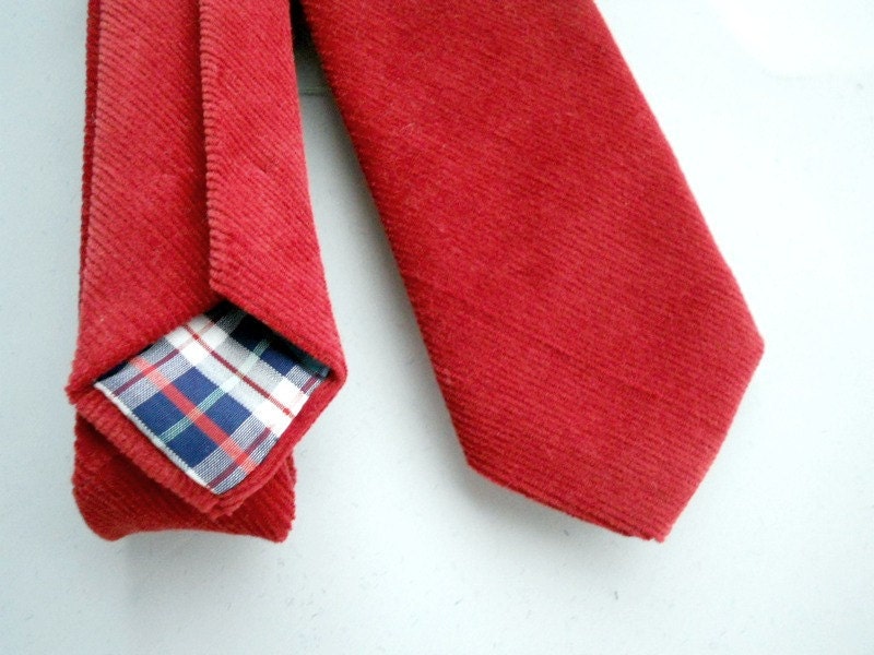 Red Corduroy Necktie-Hand Stitched by The Neck Tie Reformatory - HandsomeAndLace