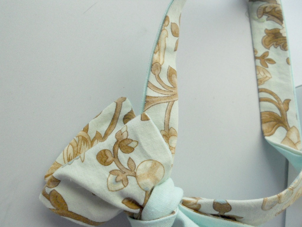Pistol and Bullet Bowtie in Gray Jade Linen-Freestyle-Adjustable-Reversible-Hand Stiched