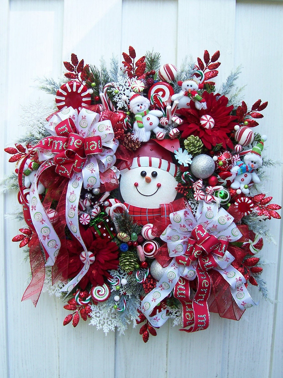 Snowmen And Snowflakes Christmas Wreath