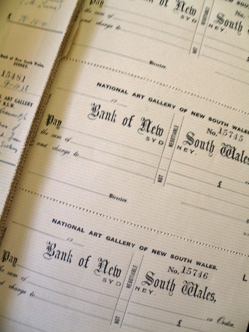 Vintage Art Gallery Cheques