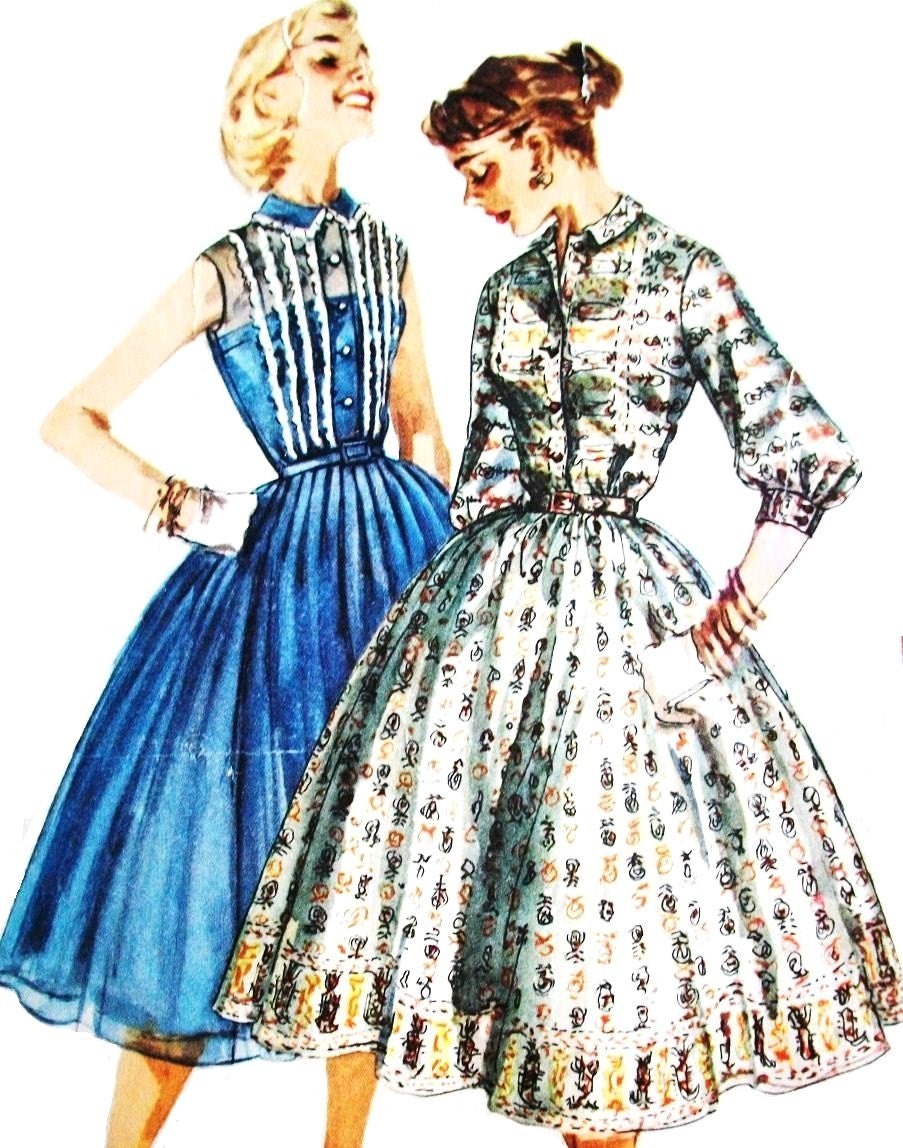 50s Classic Dress, Simplicity Sewing Pattern 1536, Size 16, Bust 34, Partially uncut, Fitted Bodice, Sleeveless or Three Quarter Sleeve Dress, Gathered skirt