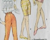 1960s Simplicity Sewing Pattern 3435 Waist 28, Hip 38 Pedal Pushers, Jamaica Shorts, Shorts, Proportioned Sizes